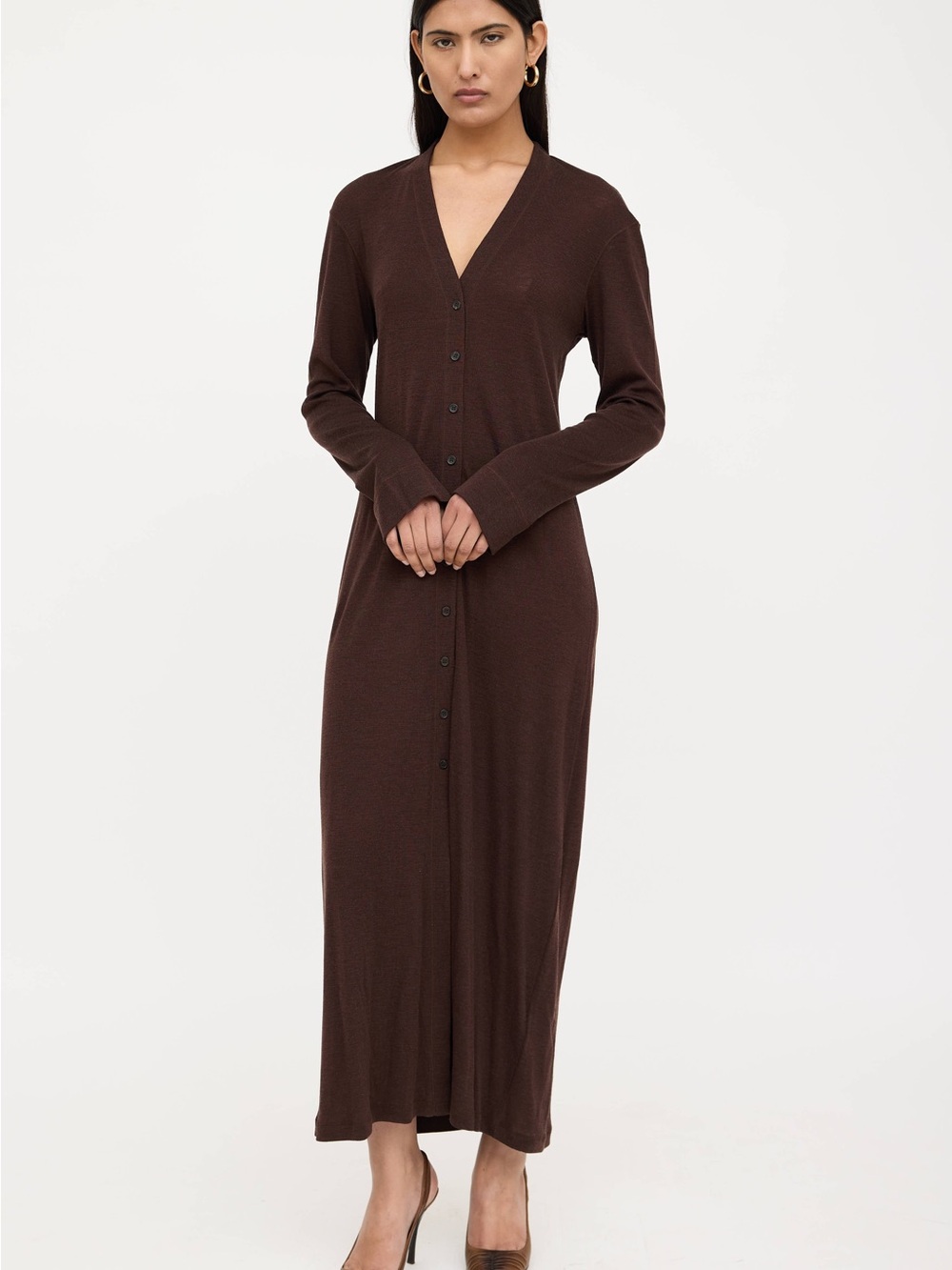 NWT Zara Women's Long Sleeve Button-Front Cardigan in Dark Brown Size M